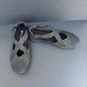 Bernie Mev Slip On Black / Silver Mary Jane Cris Cross Women's Size US 7, UK 38